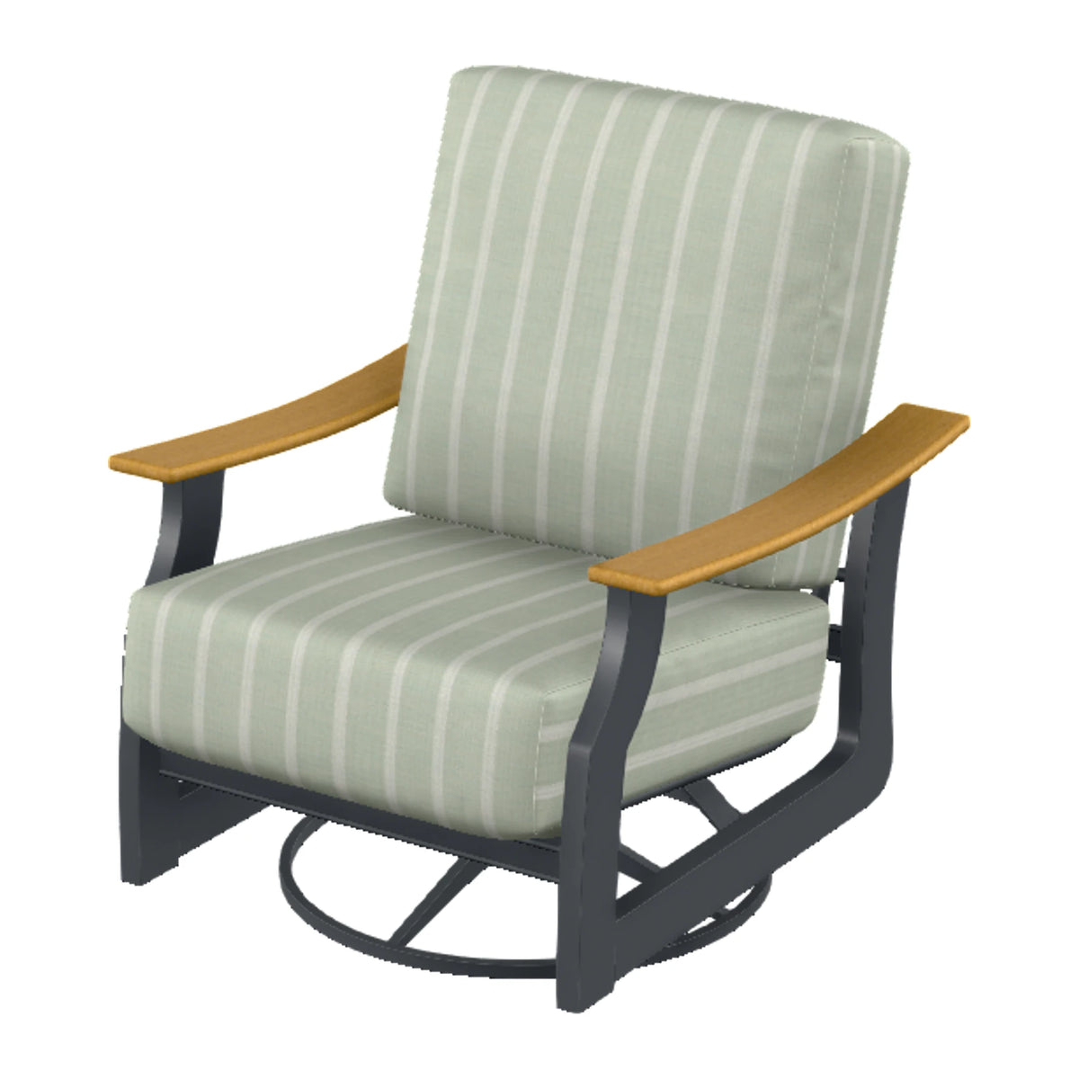 St. Catherine Cushion Swivel Rocker — Classic Graphite MGP / Teak Accents