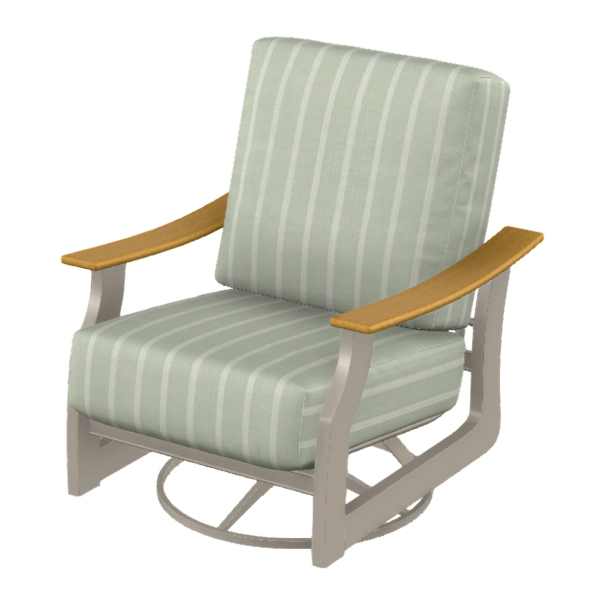 St. Catherine Cushion Swivel Rocker — Warm Grey MGP / Teak Accents