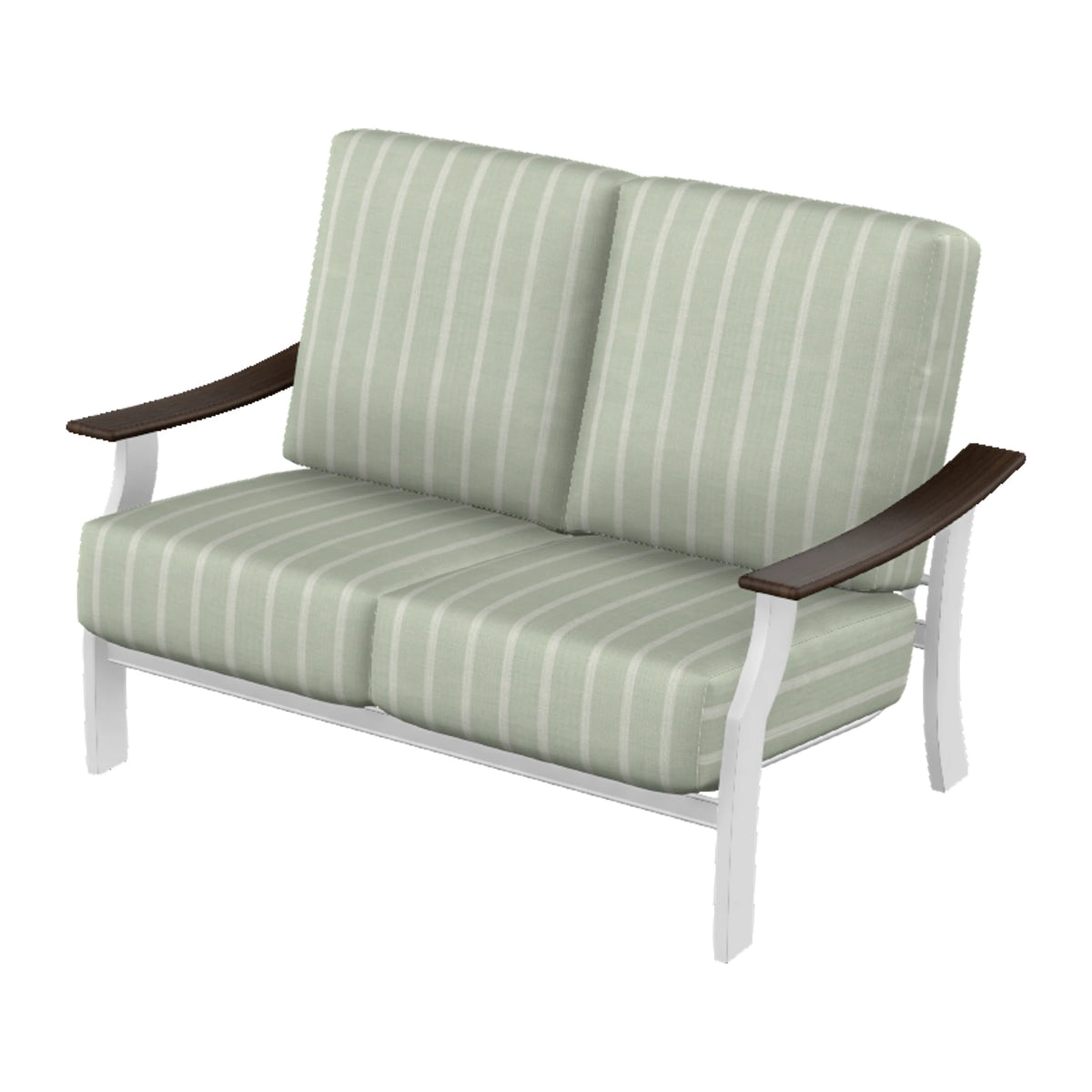 St. Catherine Cushion Loveseat — Snow MGP / Chestnut Accents