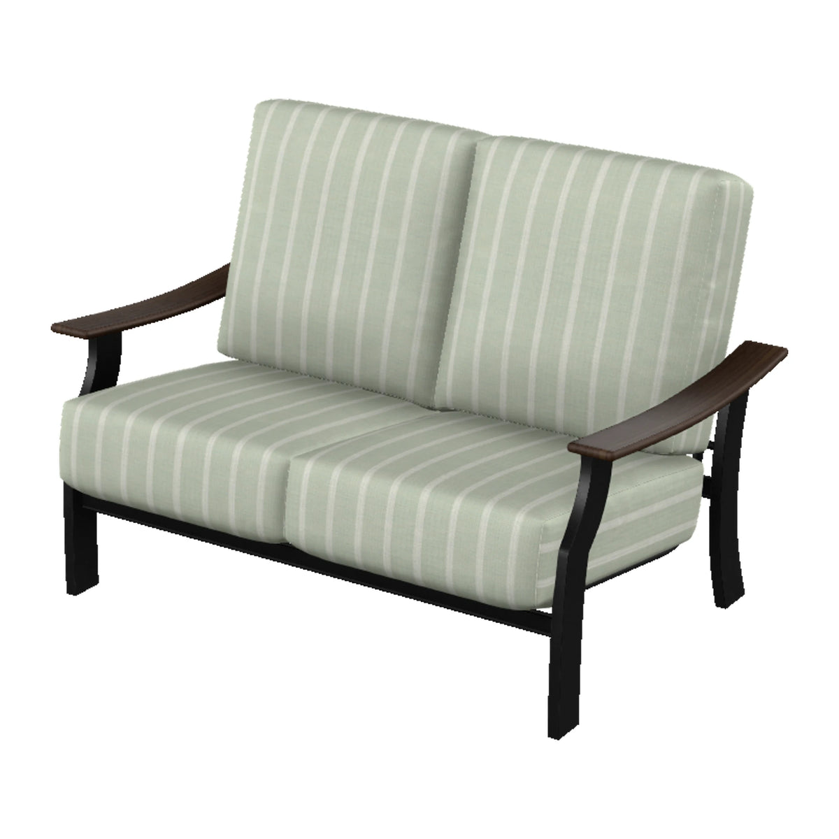 St. Catherine Cushion Loveseat — Black MGP / Chestnut Accents
