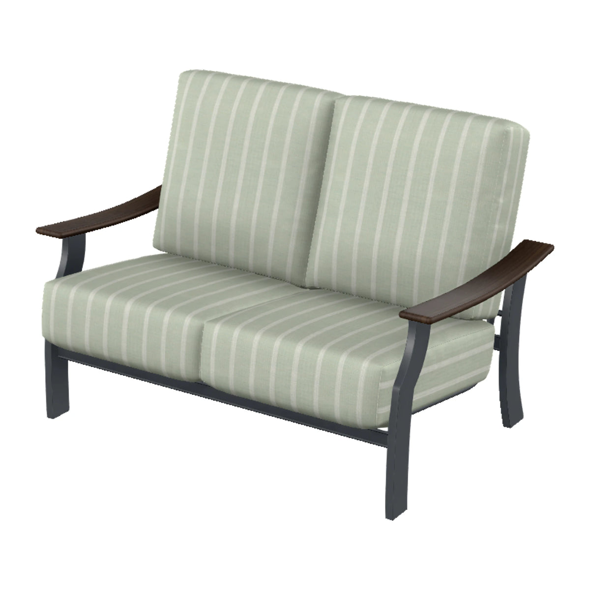St. Catherine Cushion Loveseat — Classic Graphite MGP / Chestnut Accents