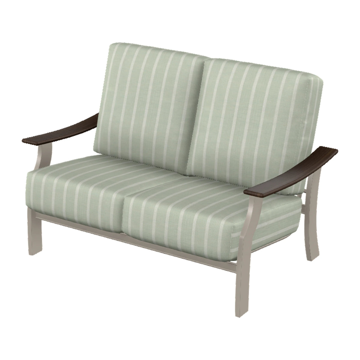 St. Catherine Cushion Loveseat — Warm Grey MGP / Chestnut Accents