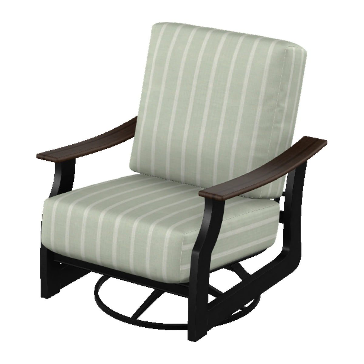 St. Catherine Cushion Swivel Rocker — Black MGP / Chestnut Accents