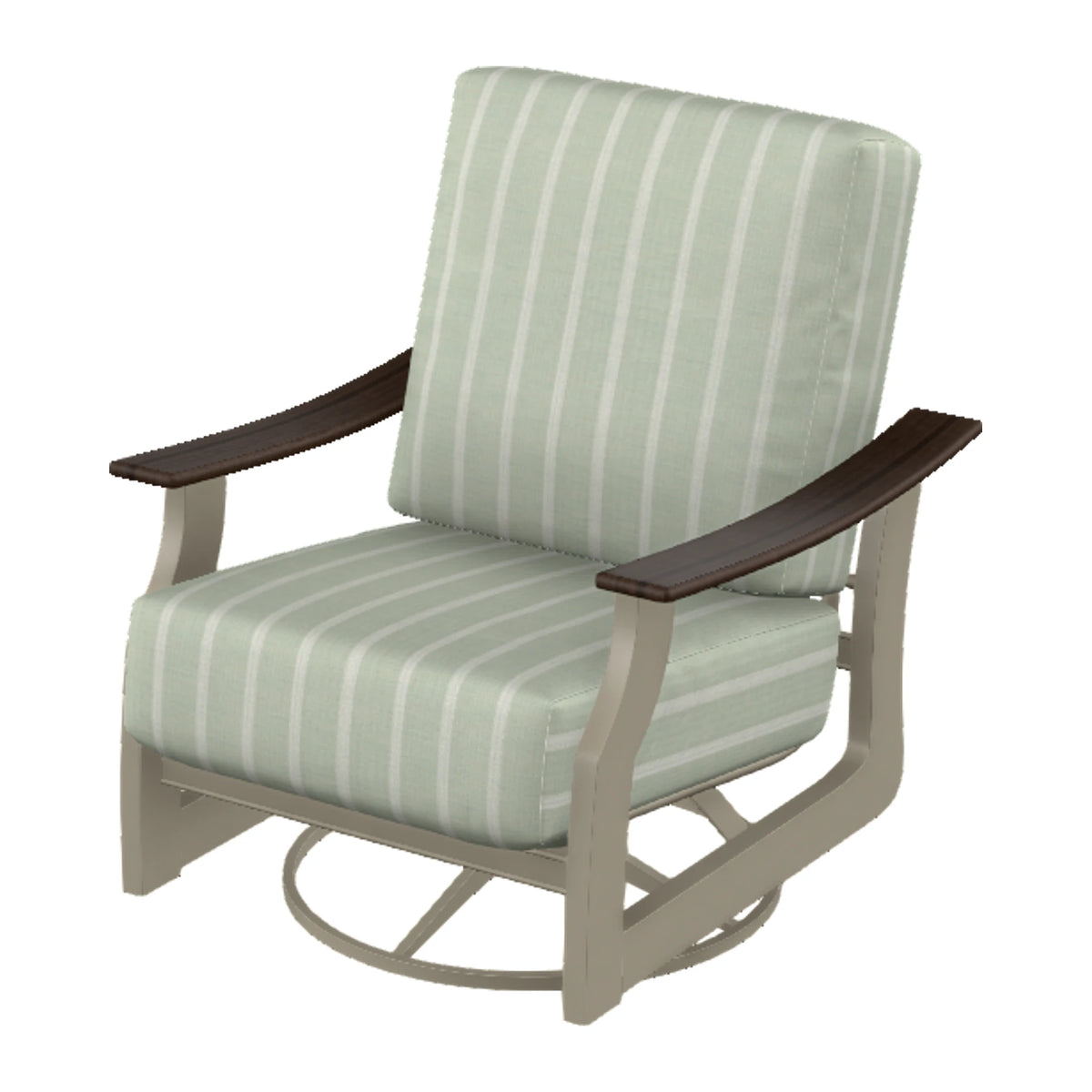 St. Catherine Cushion Swivel Rocker — Storm MGP / Chestnut Accents