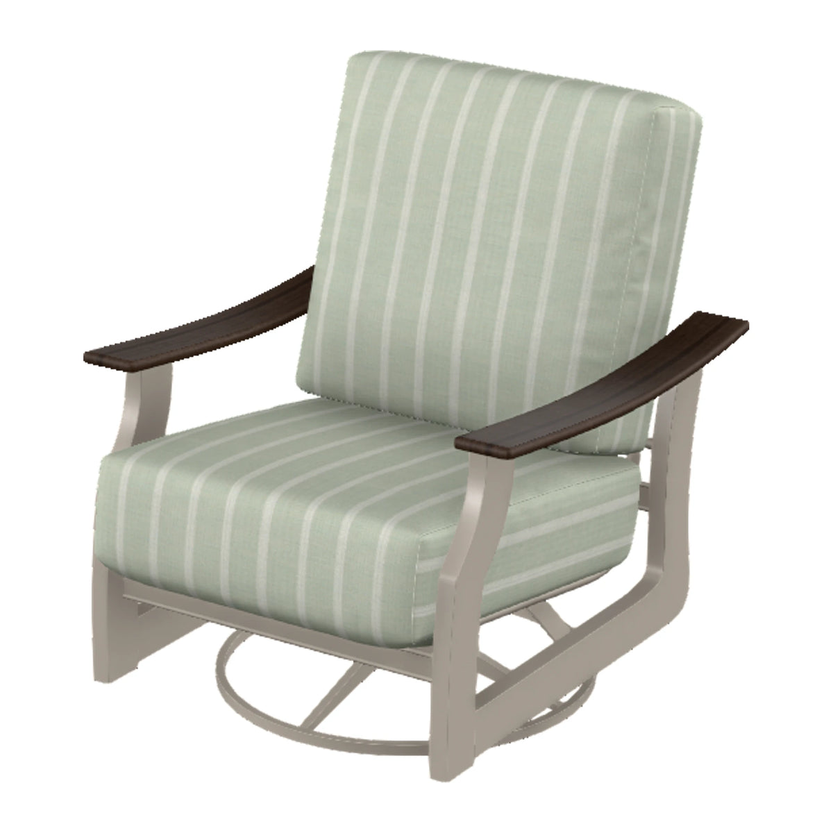 St. Catherine Cushion Swivel Rocker — Warm Grey MGP / Chestnut Accents