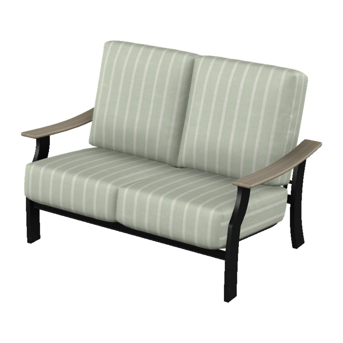 St. Catherine Cushion Loveseat — Black MGP / Weathered Wood Accent