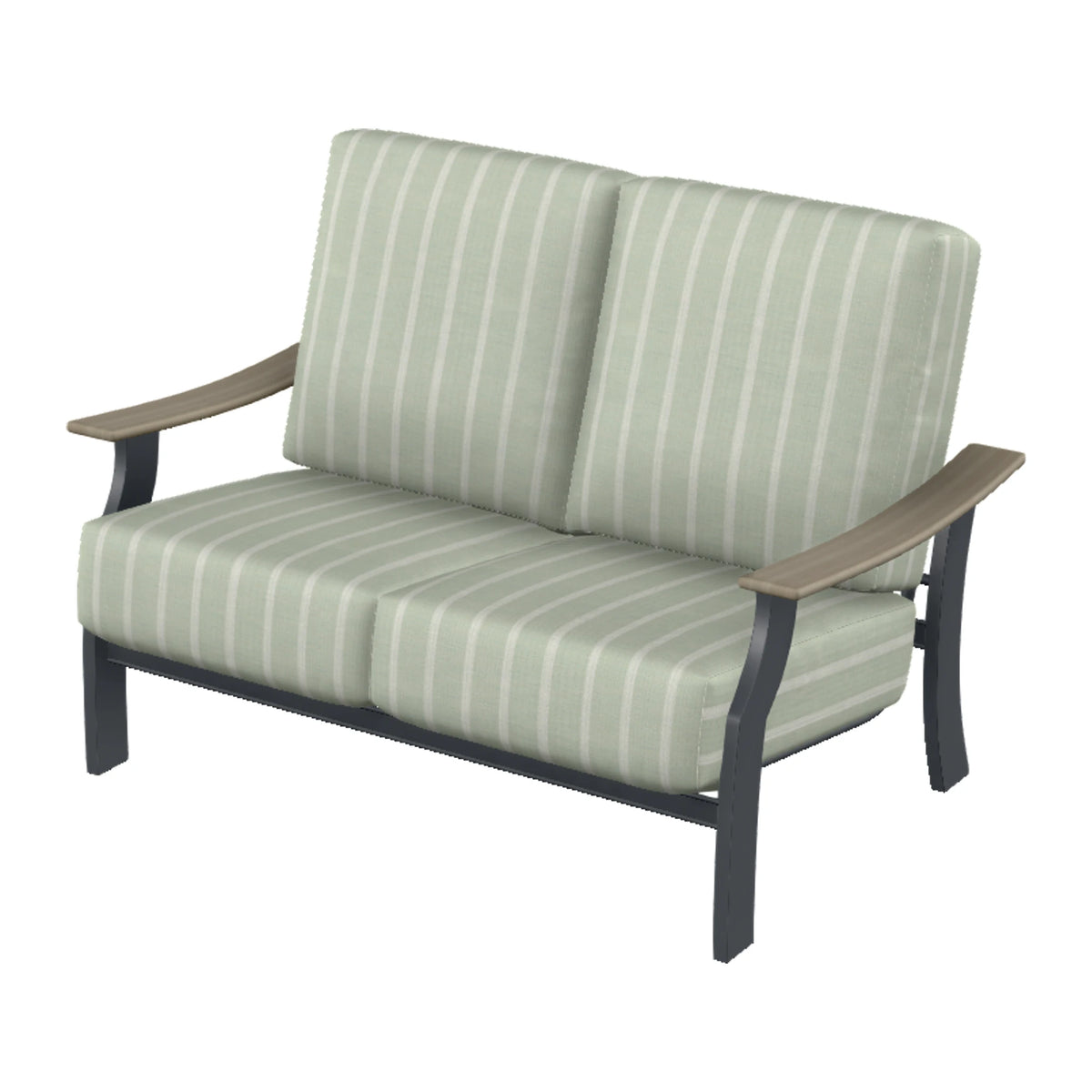 St. Catherine Cushion Loveseat — Classic Graphite MGP / Weathered Wood Accent