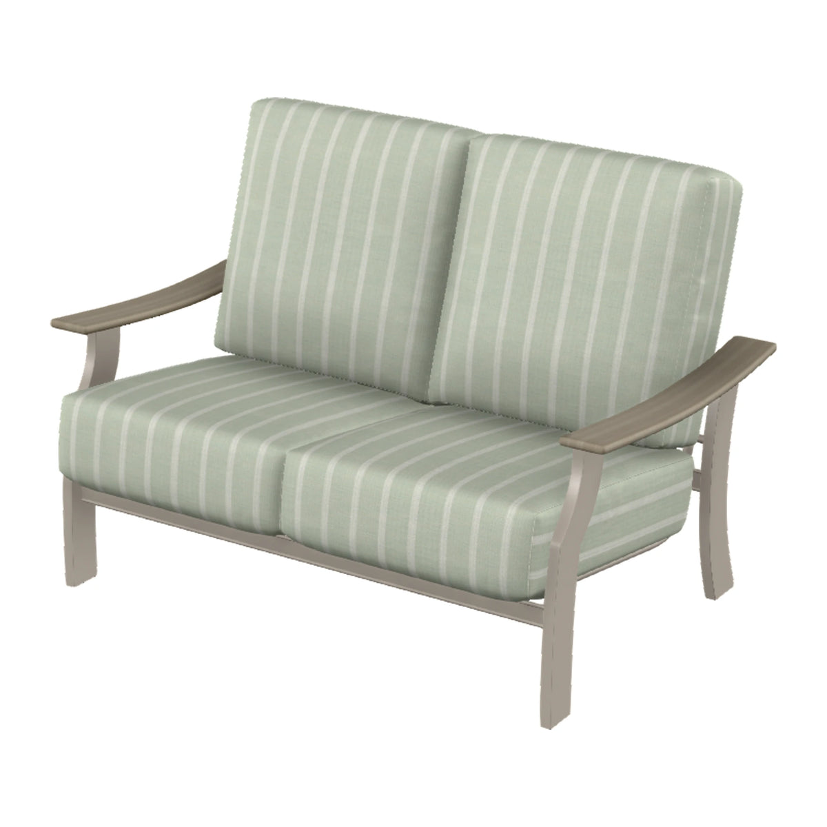 St. Catherine Cushion Loveseat — Warm Grey MGP / Weathered Wood Accent