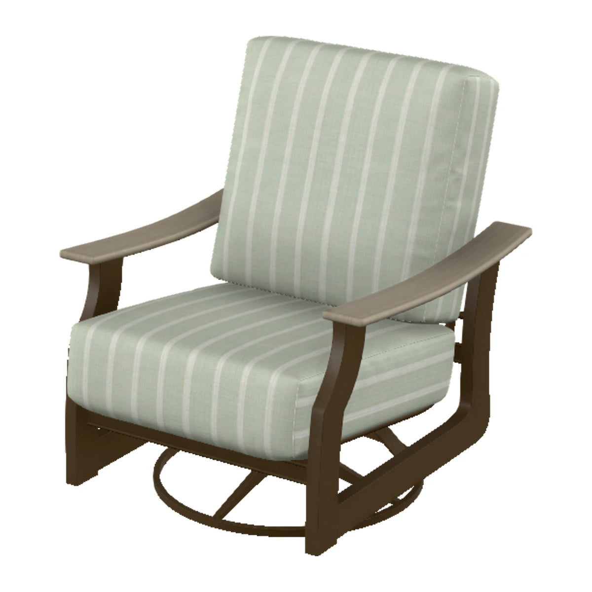 St. Catherine Cushion Swivel Rocker — Kona MGP / Weathered Wood Accent