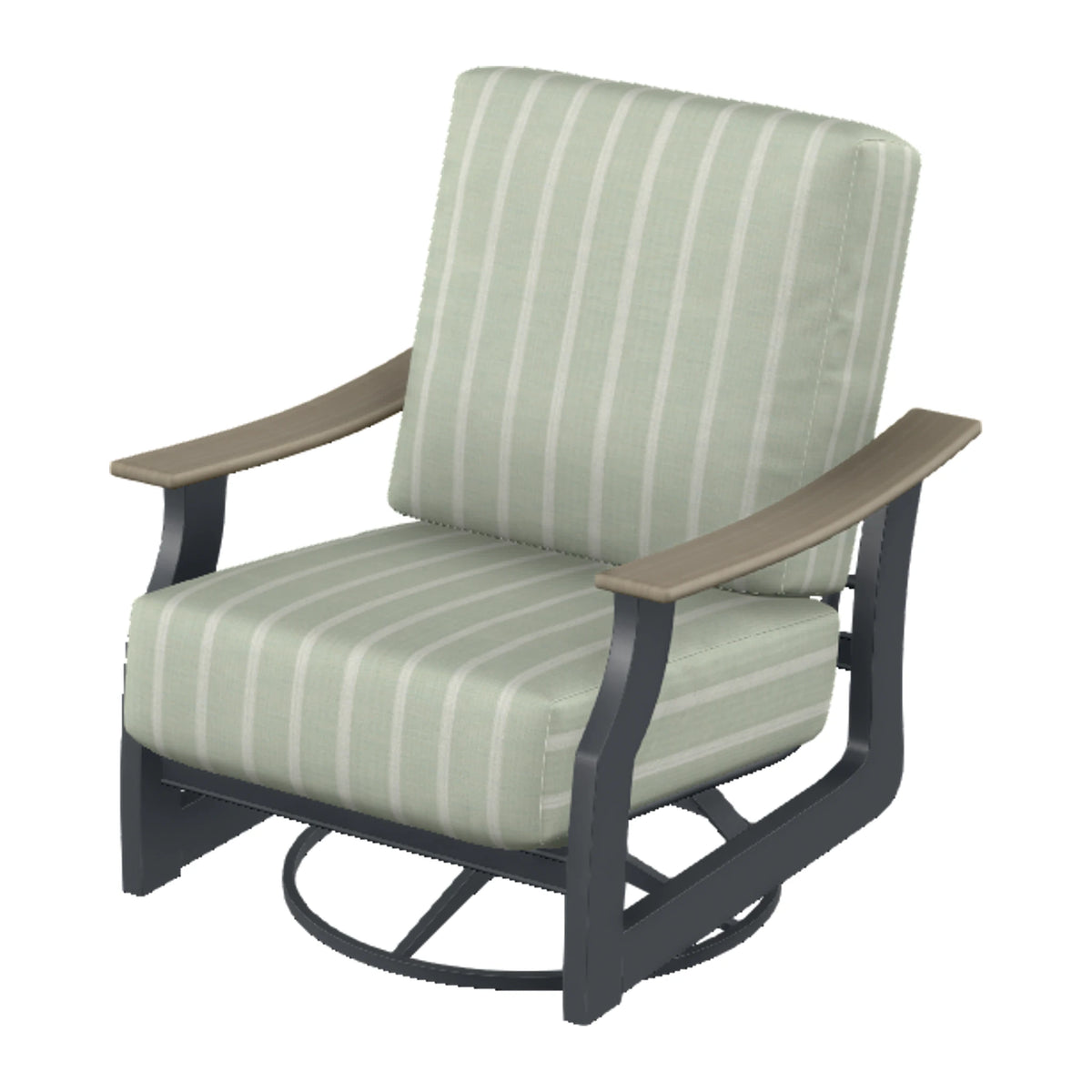 St. Catherine Cushion Swivel Rocker — Classic Graphite MGP / Weathered Wood Accent