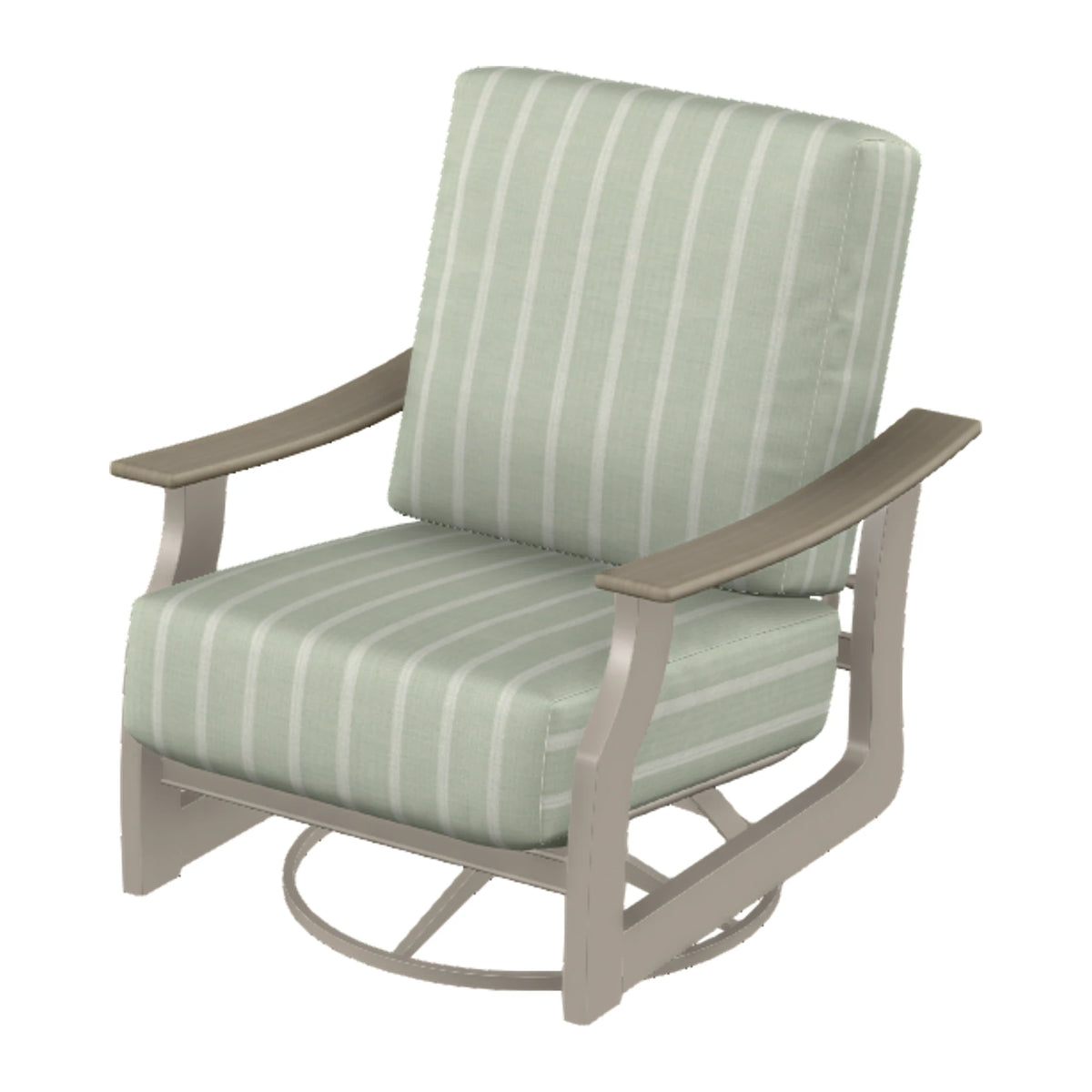 St. Catherine Cushion Swivel Rocker — Warm Grey MGP / Weathered Wood Accent