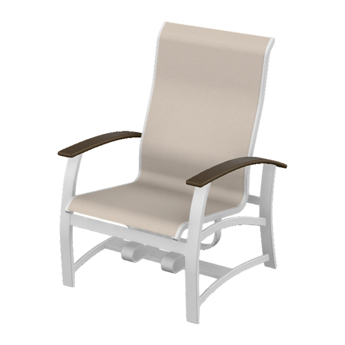 Belle Isle Sling Chat Chair w/ Hidden Motion — White Txt PC / Kona Accents