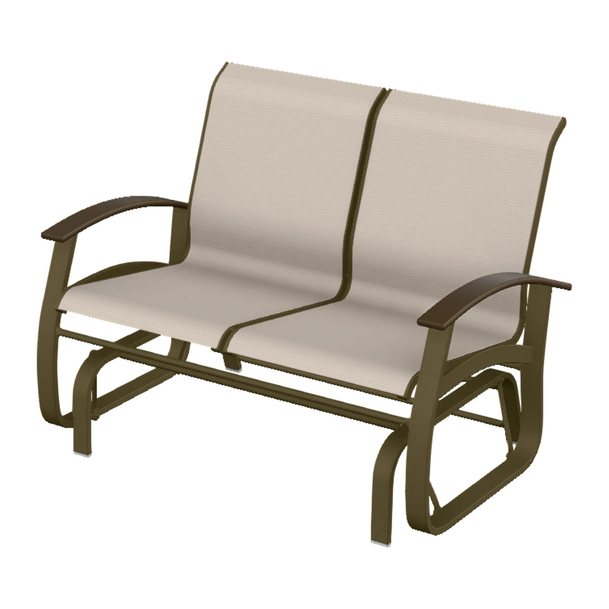 Belle Isle Sling Loveseat Glider — Beachwood PC / Kona Accents