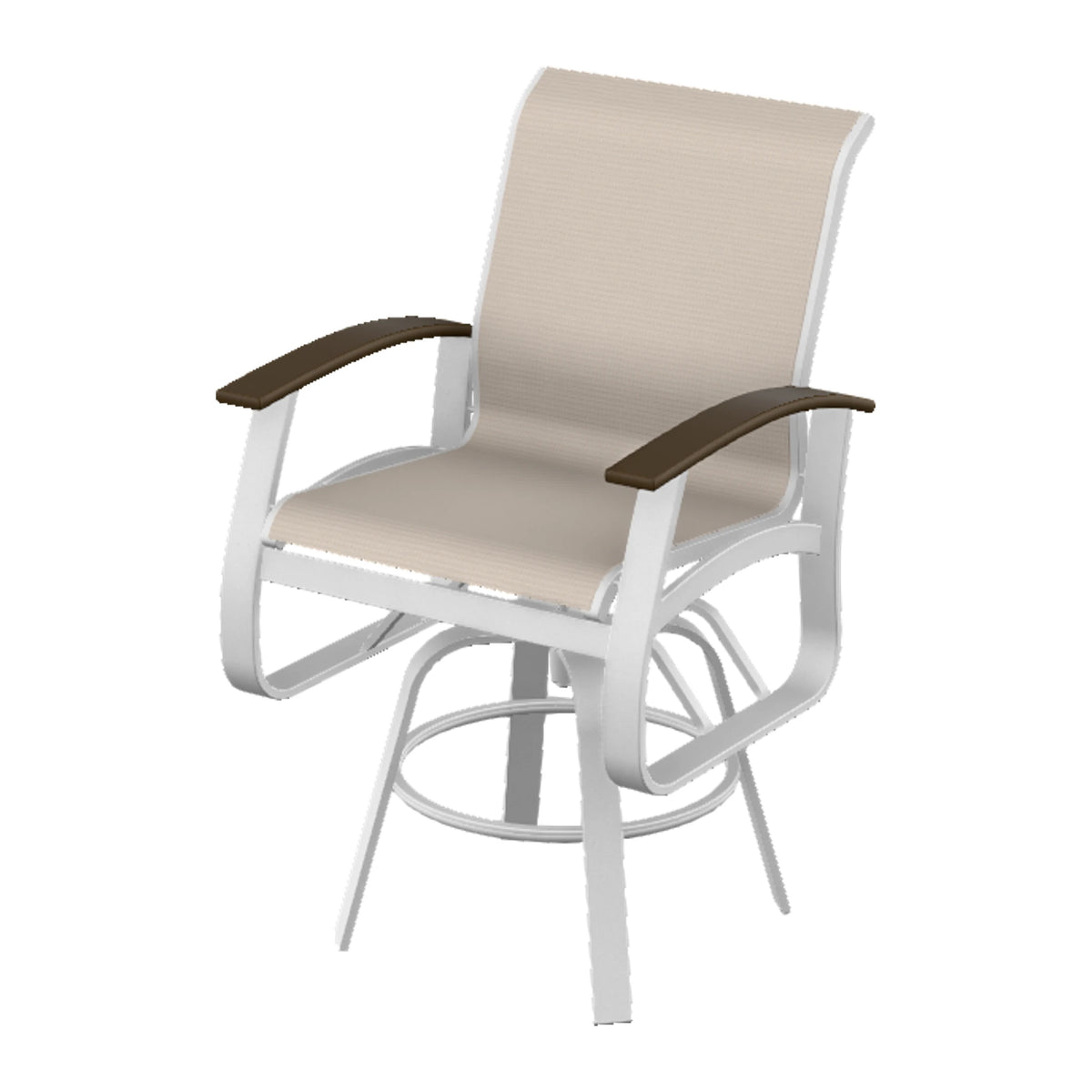 Belle Isle Sling Balcony Swivel Chair — White Txt PC / Kona Accents