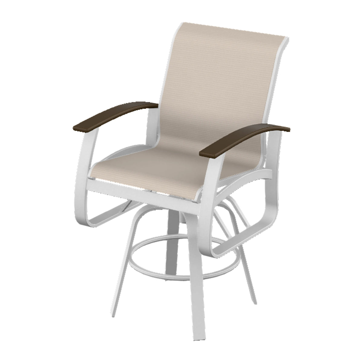 Belle Isle Sling Bar Swivel Chair — White Txt PC / Kona Accents