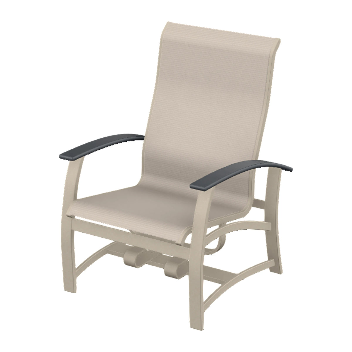 Belle Isle Sling Chat Chair w/ Hidden Motion — Desert Sand PC / Graphite Accents