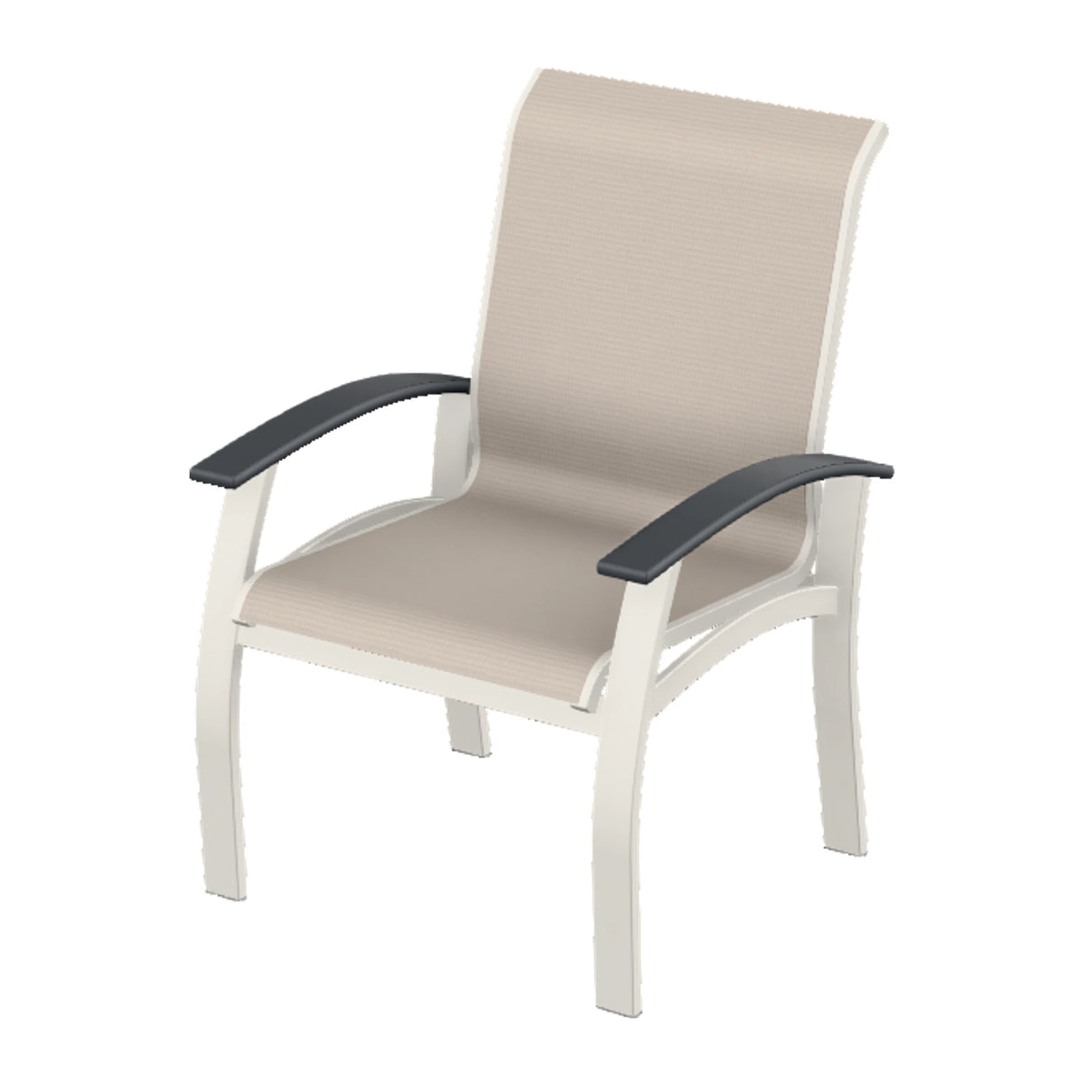Belle Isle Sling Dining Armchair — Snow PC / Graphite Accents