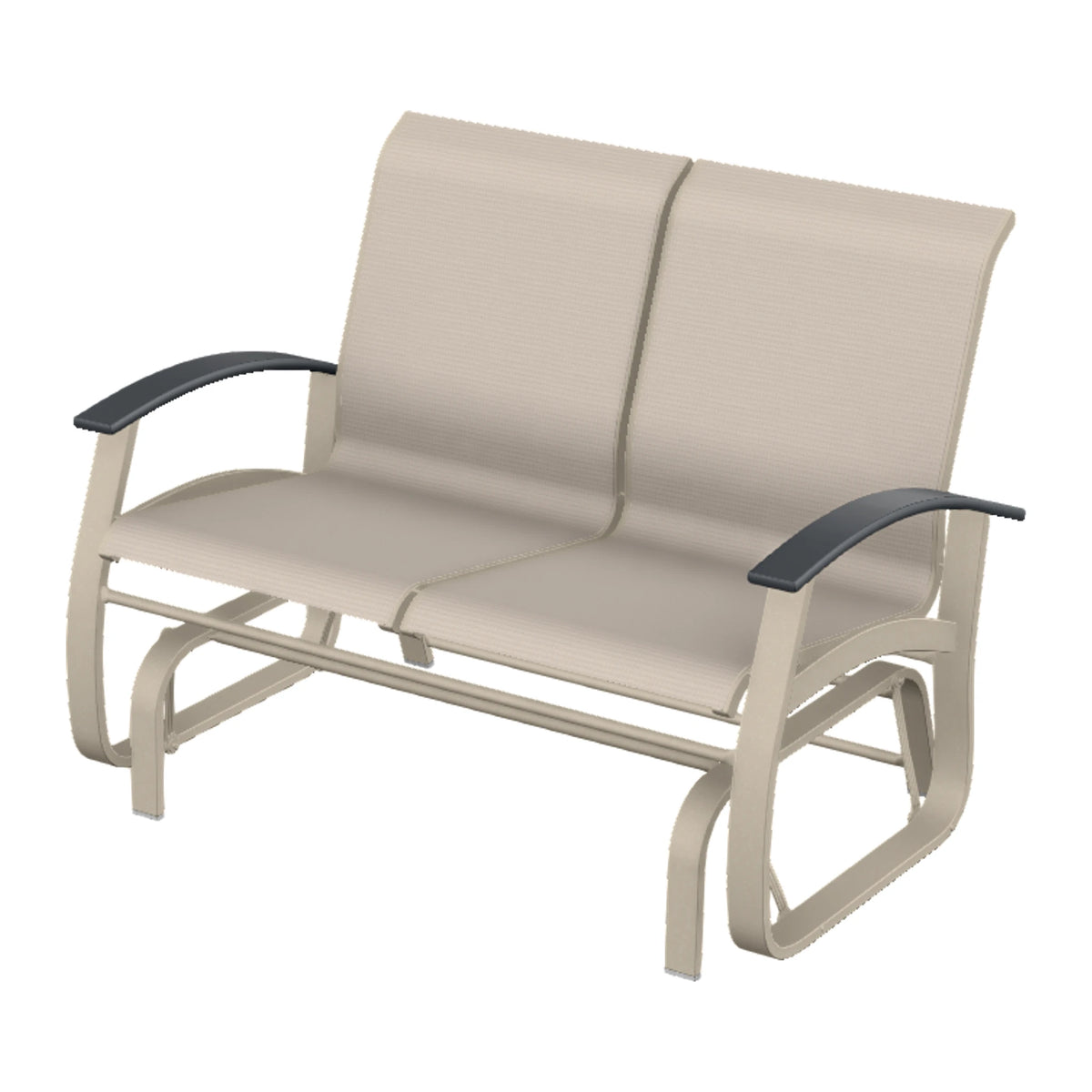 Belle Isle Sling Loveseat Glider — Desert Sand PC / Graphite Accents