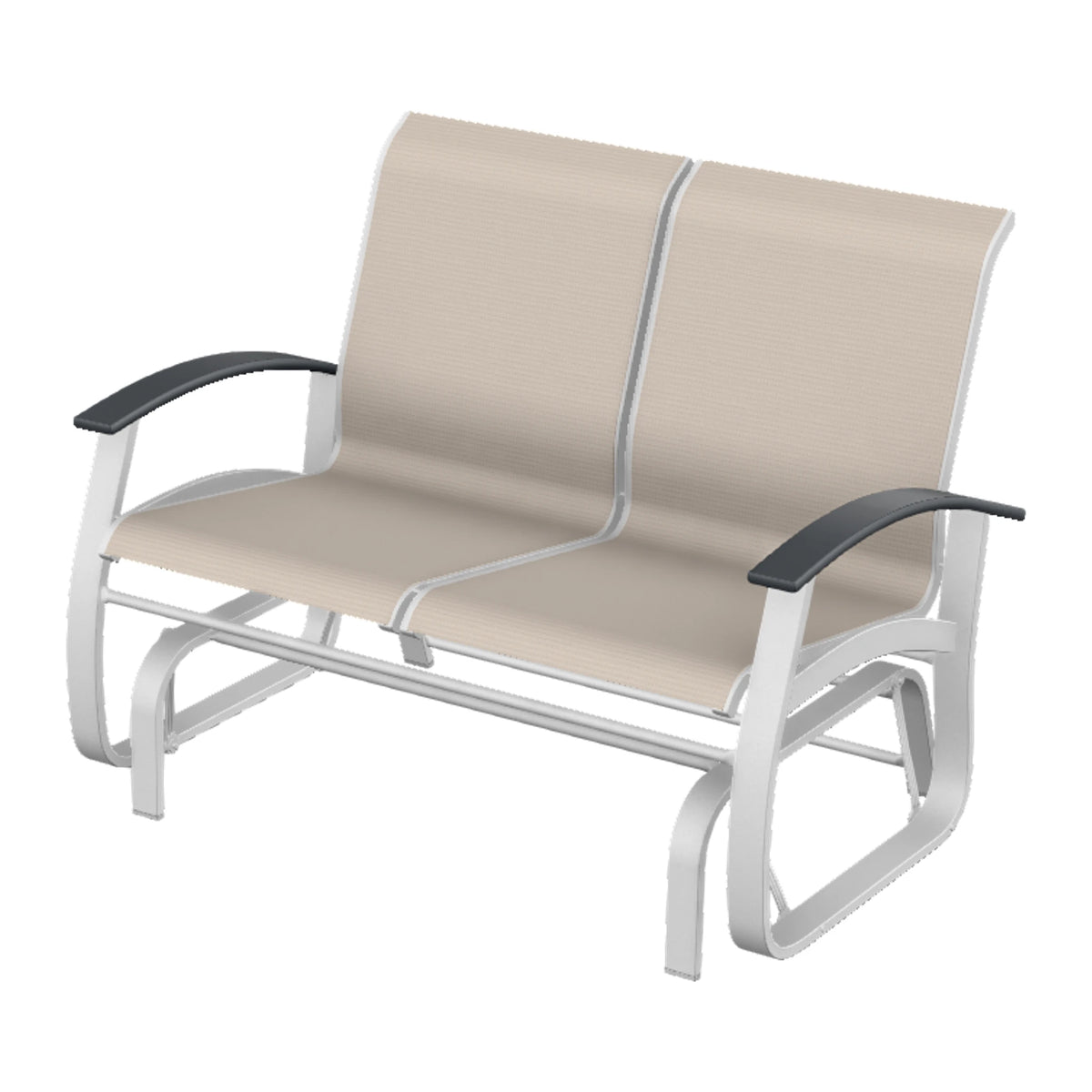 Belle Isle Sling Loveseat Glider — White Txt PC / Graphite Accents