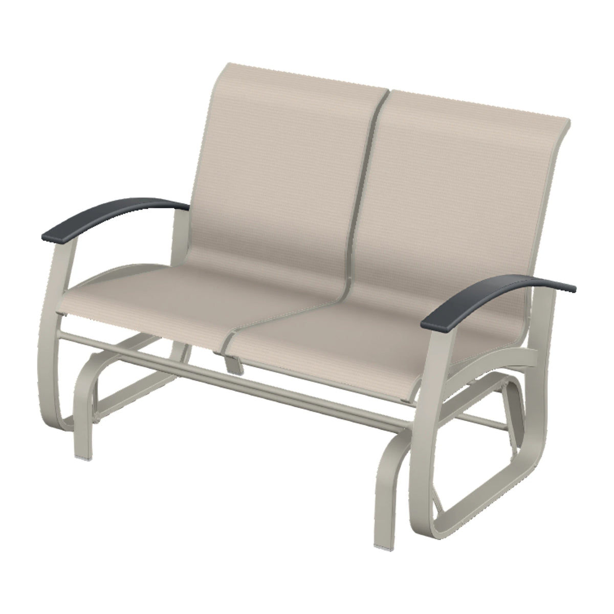 Belle Isle Sling Loveseat Glider — Warm Grey PC / Graphite Accents