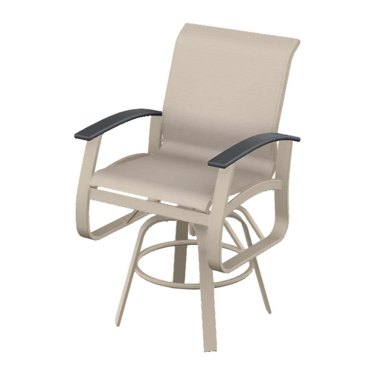 Belle Isle Sling Balcony Swivel Chair — Desert Sand PC / Graphite Accents