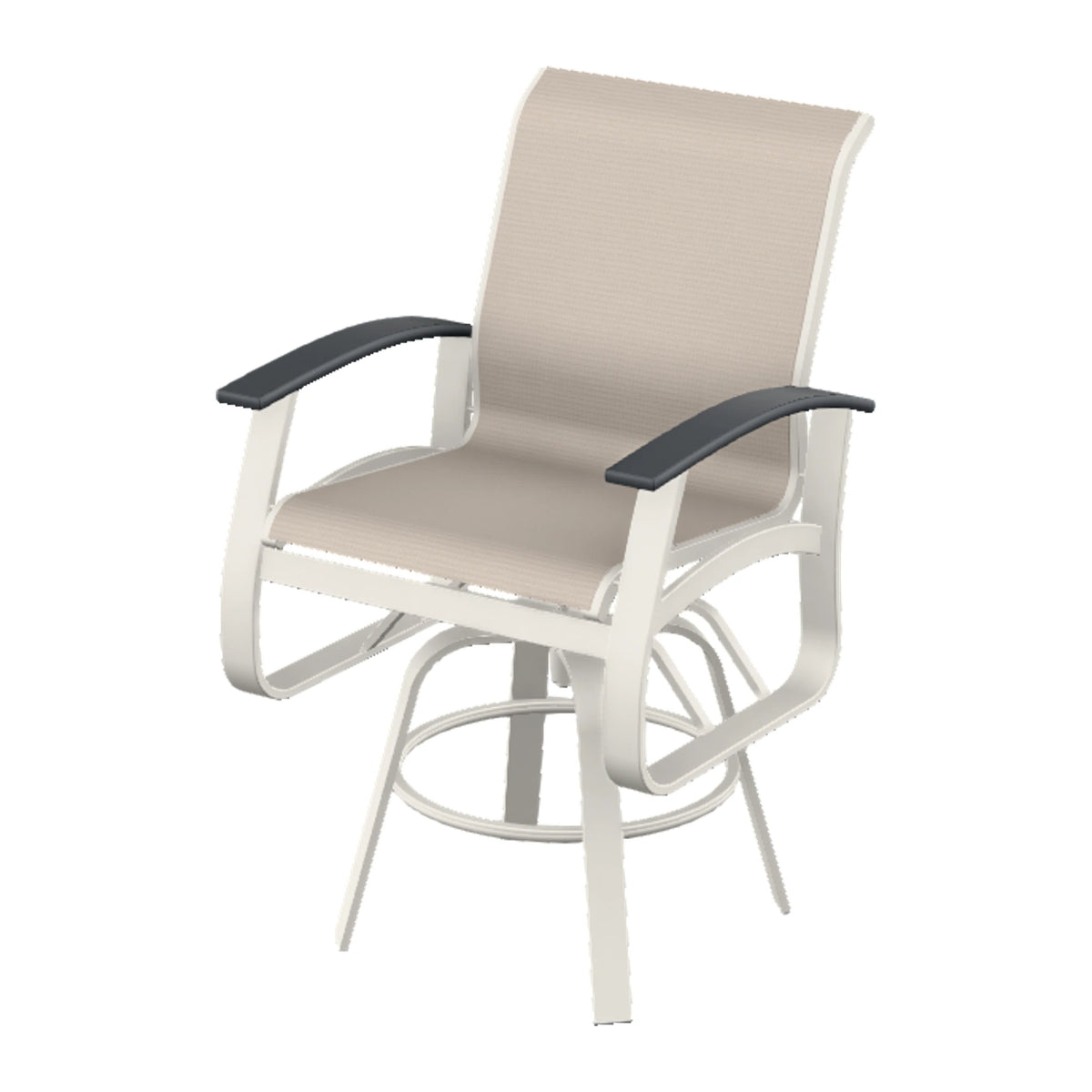 Belle Isle Sling Balcony Swivel Chair — Snow PC / Graphite Accents