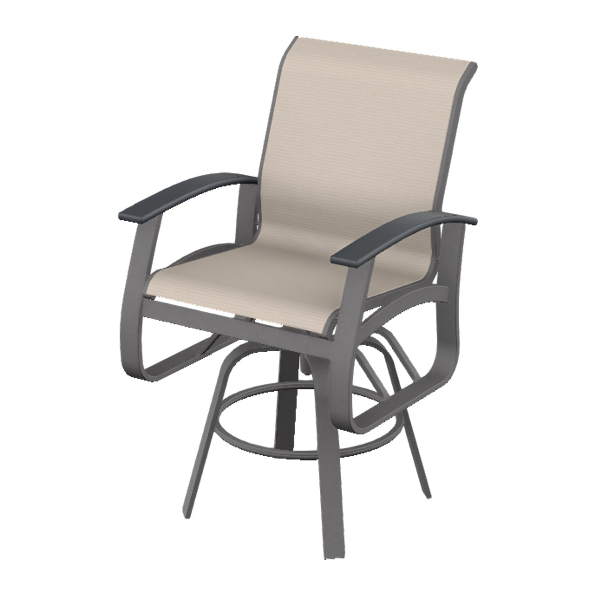 Belle Isle Sling Balcony Swivel Chair — Graphite Txt PC / Graphite Accents