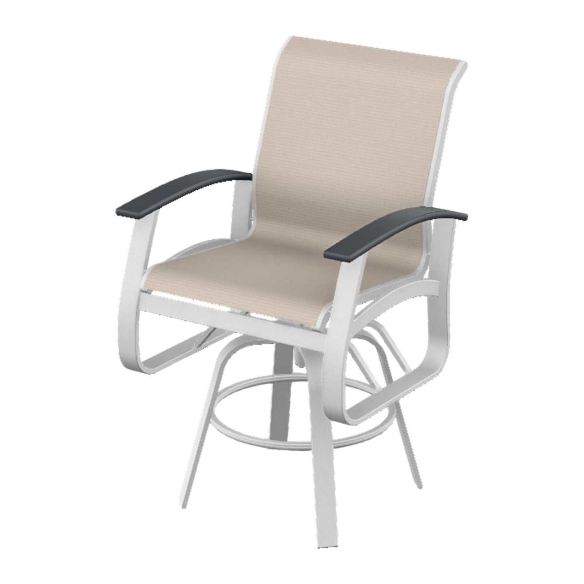 Belle Isle Sling Balcony Swivel Chair — White Txt PC / Graphite Accents