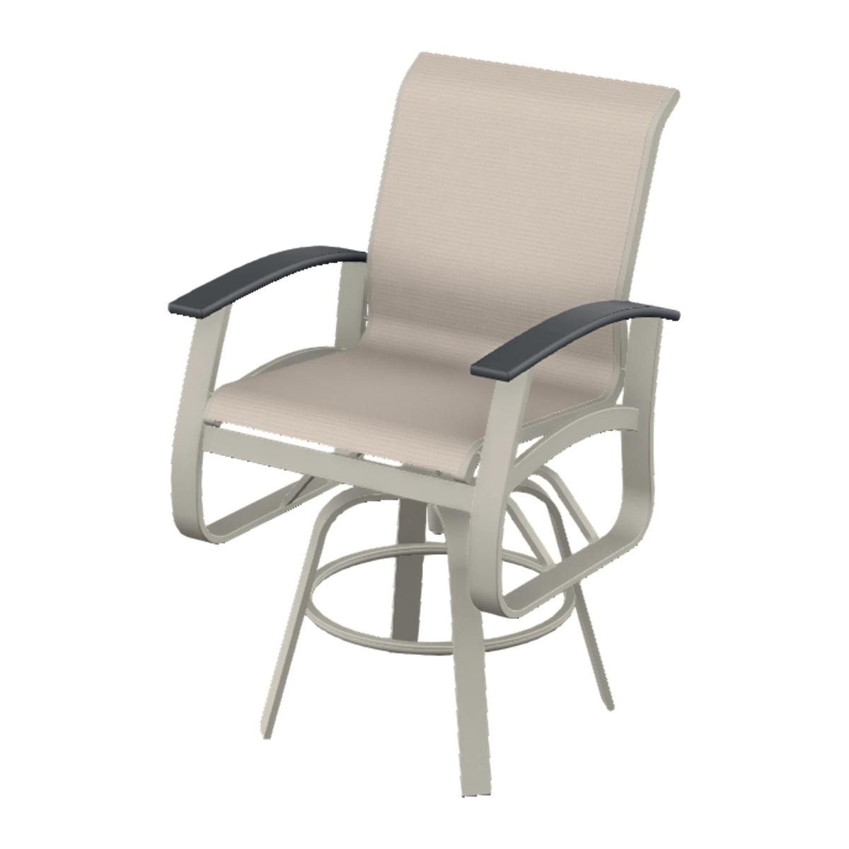 Belle Isle Sling Balcony Swivel Chair — Warm Grey PC / Graphite Accents