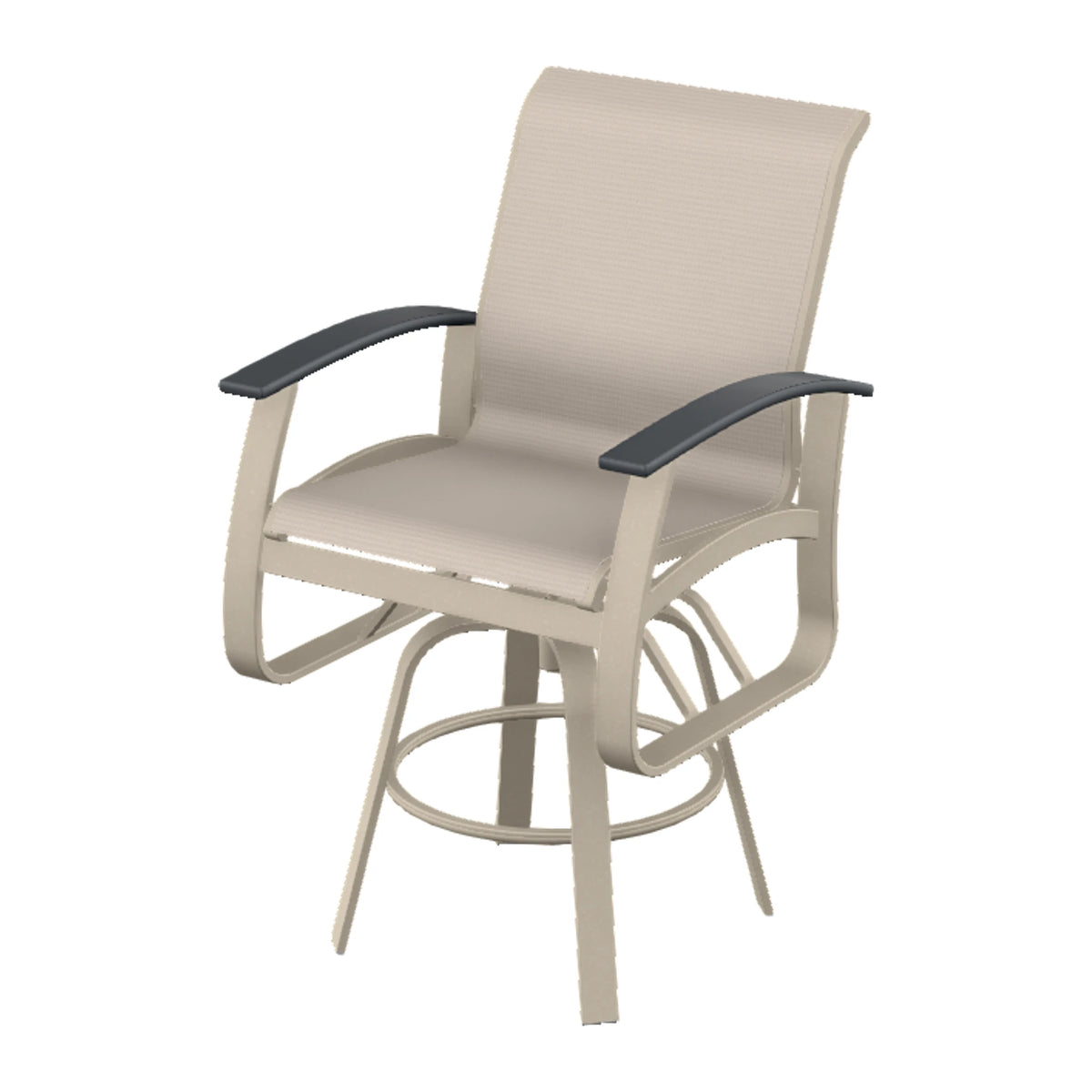Belle Isle Sling Bar Swivel Chair — Desert Sand PC / Graphite Accents