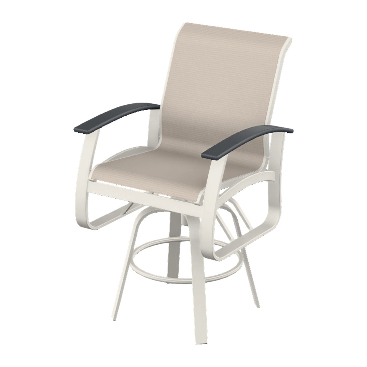 Belle Isle Sling Bar Swivel Chair — Snow PC / Graphite Accents