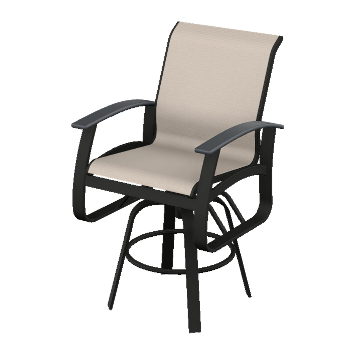 Belle Isle Sling Bar Swivel Chair — Black PC / Graphite Accents