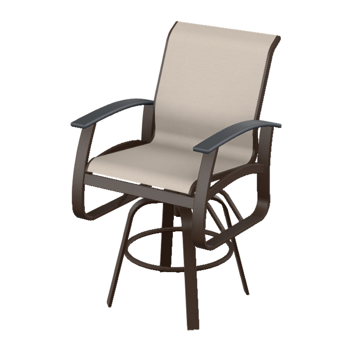 Belle Isle Sling Bar Swivel Chair — Kona PC / Graphite Accents