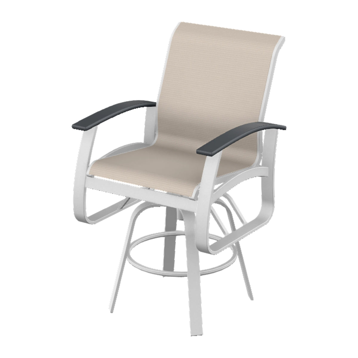 Belle Isle Sling Bar Swivel Chair — White Txt PC / Graphite Accents
