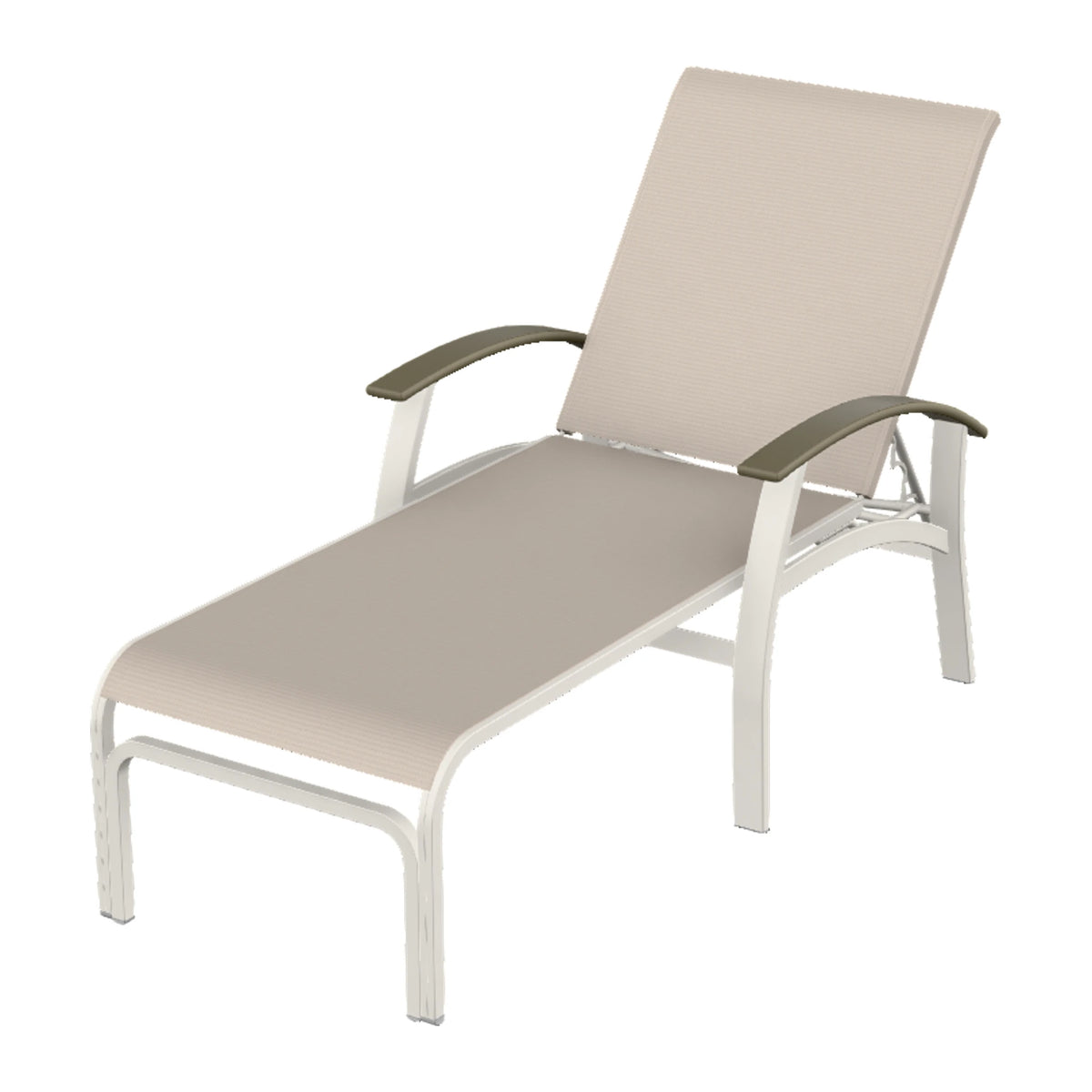 Belle Isle Sling Chaise — Snow PC / Beachwood Accents
