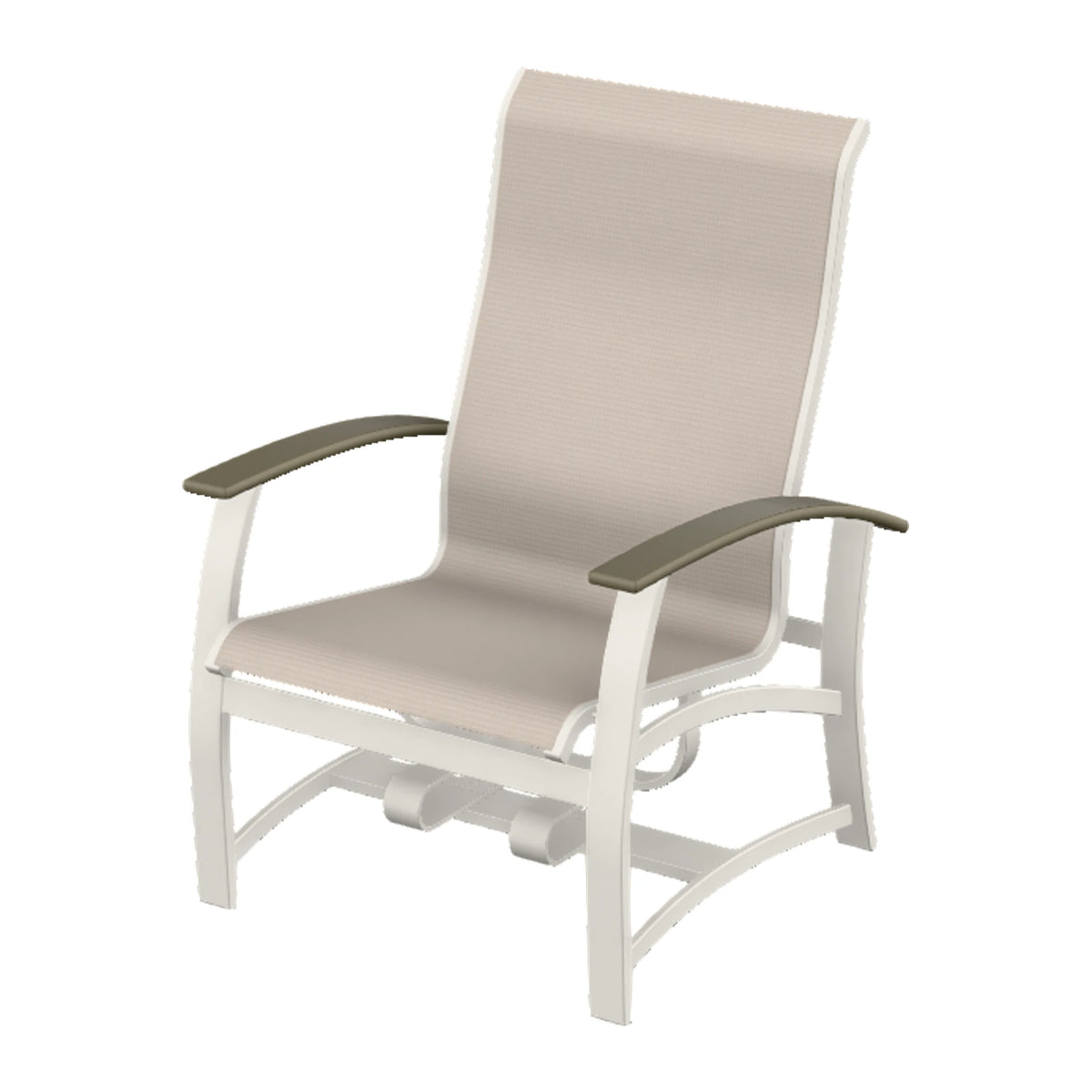 Belle Isle Sling Chat Chair w/ Hidden Motion — Snow PC / Beachwood Accents