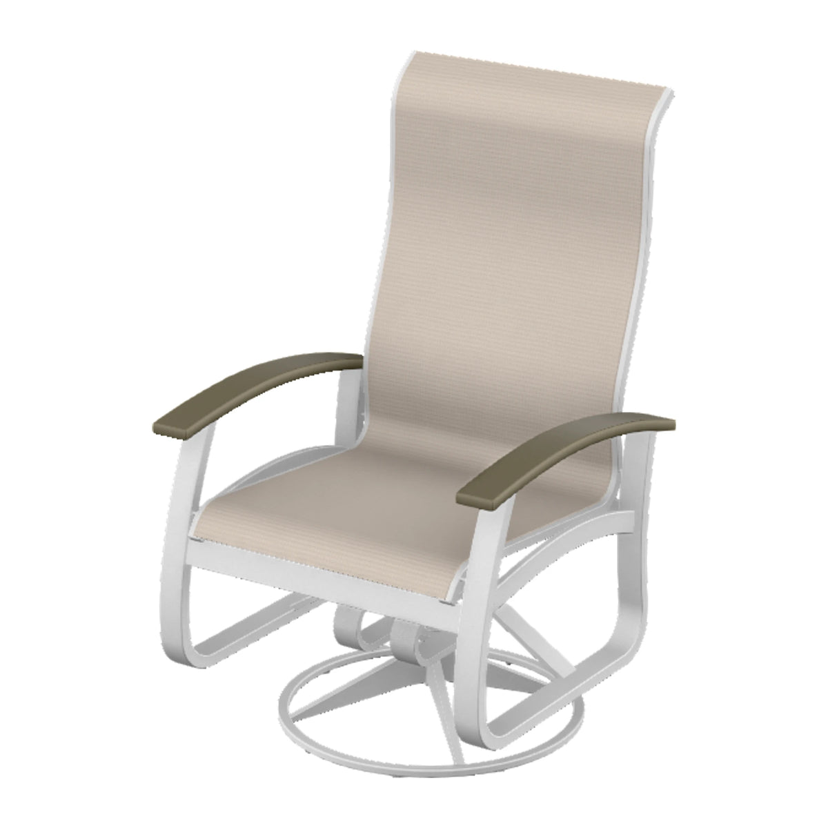 Belle Isle Sling Supreme Height Swivel Rocker — White Txt PC / Beachwood Accents