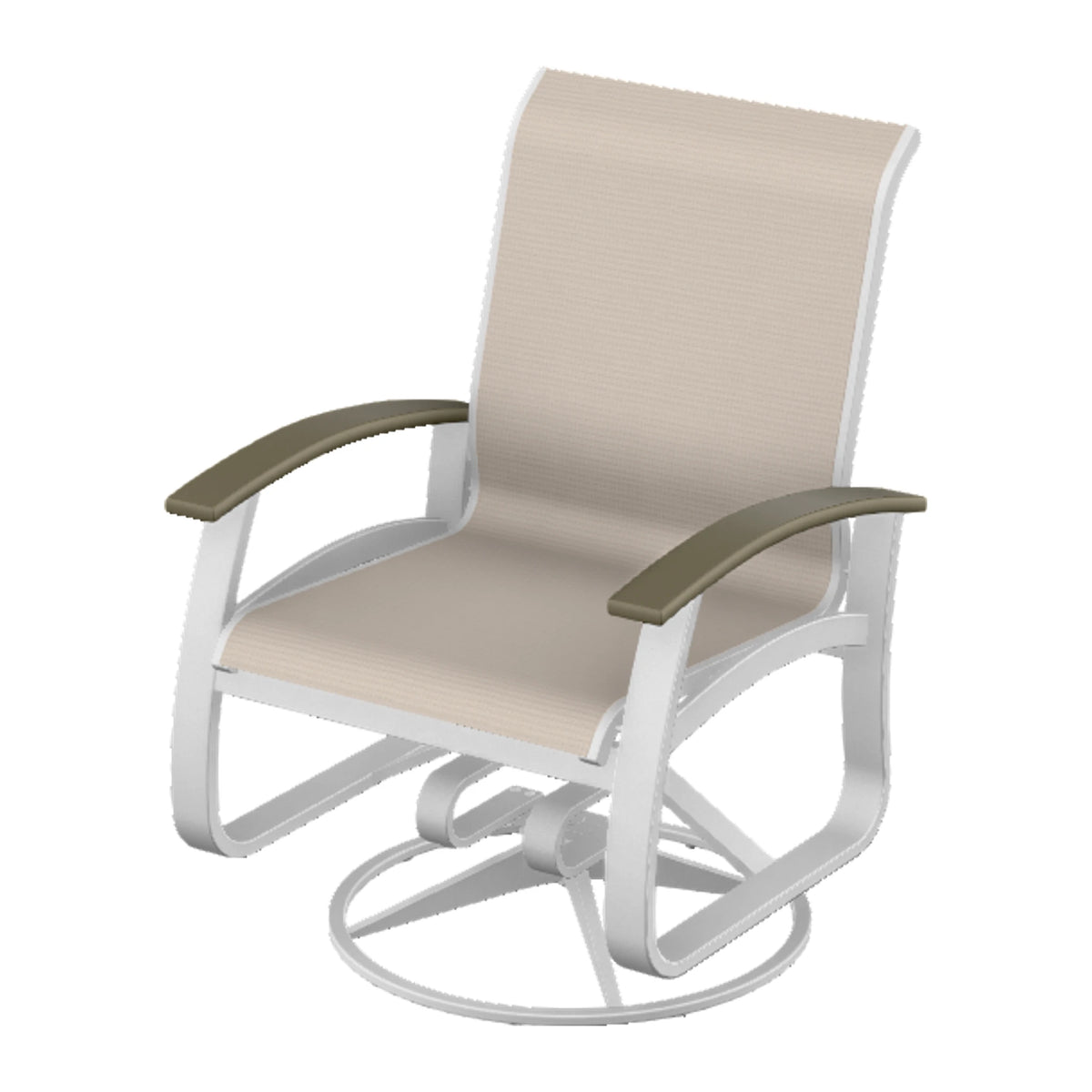 Belle Isle Sling Swivel Rocker — White Txt PC / Beachwood Accents