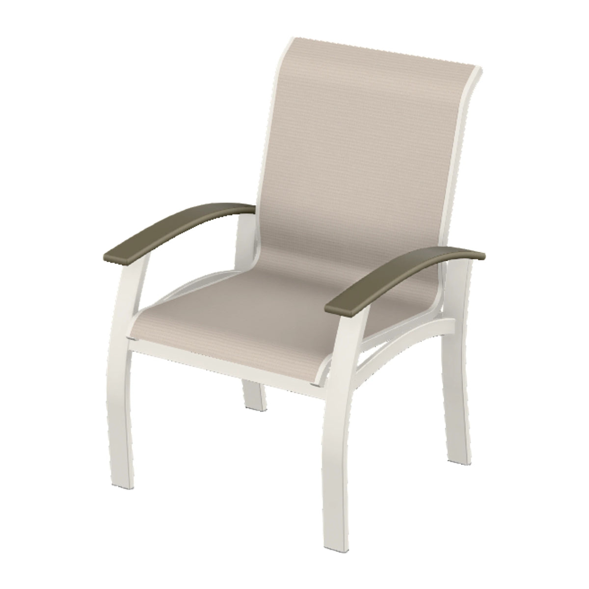 Belle Isle Sling Dining Armchair — Snow PC / Beachwood Accents