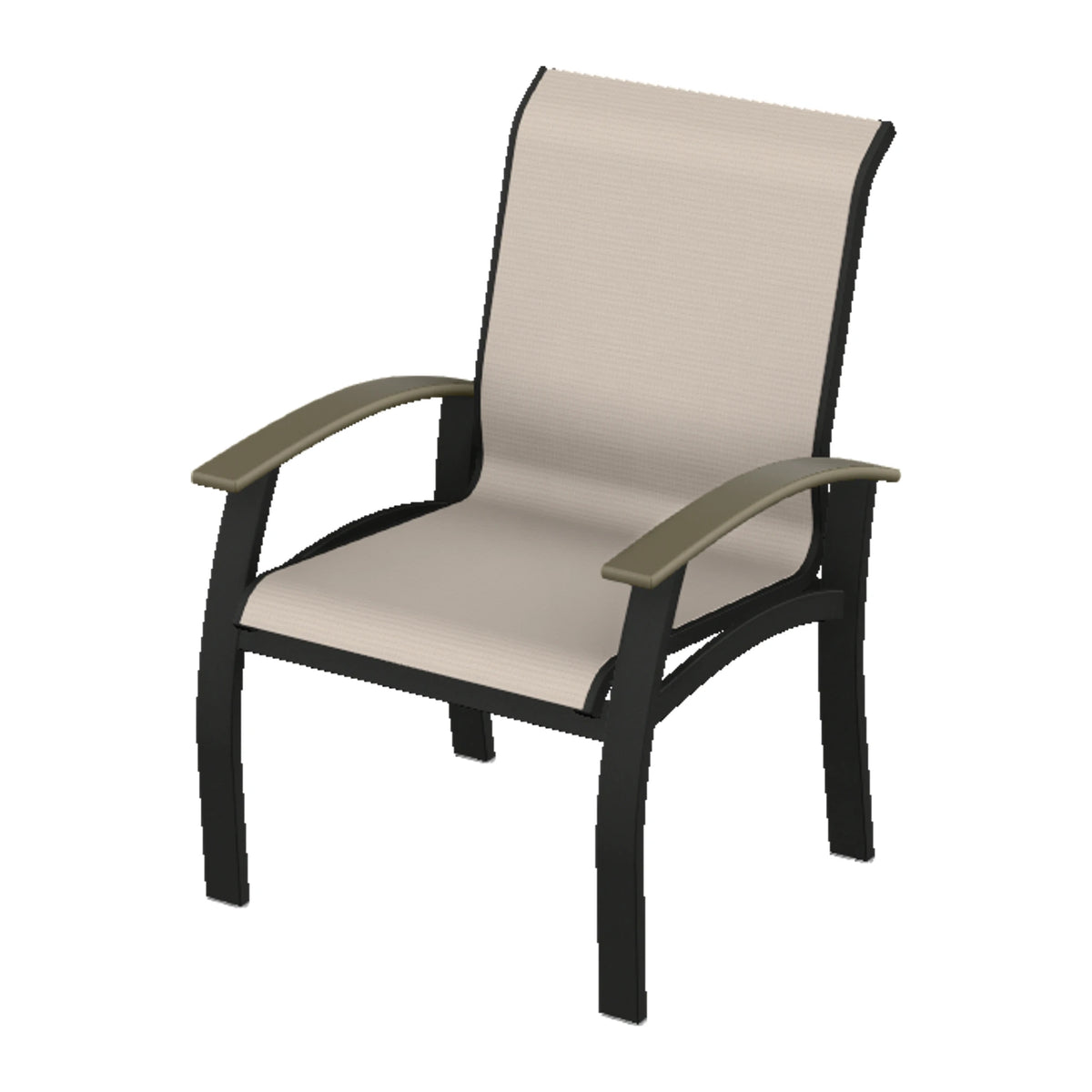 Belle Isle Sling Dining Armchair — Black PC / Beachwood Accents