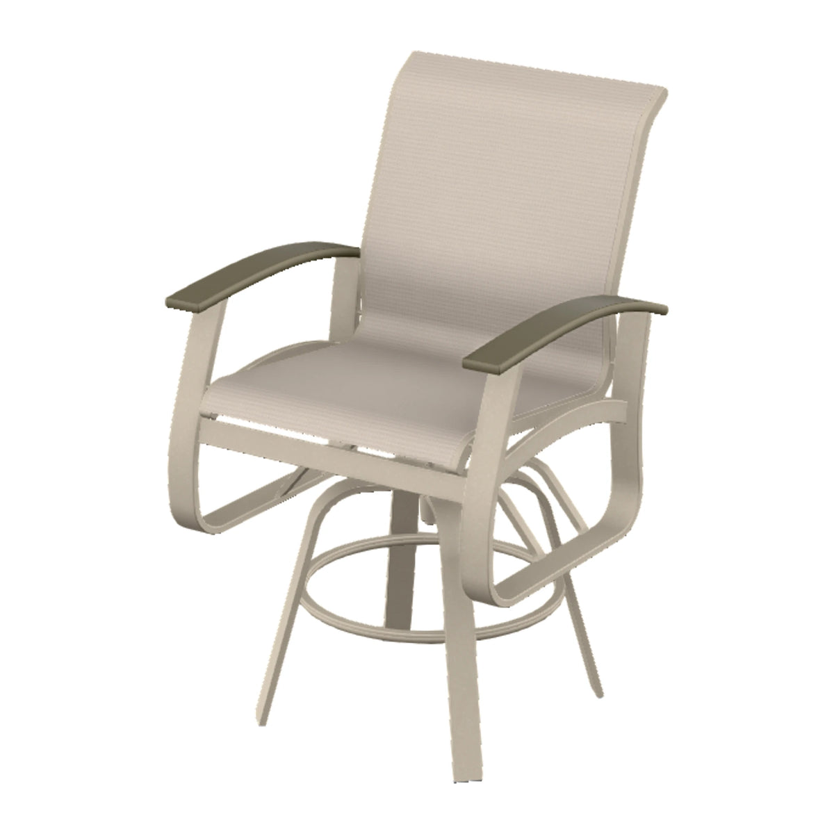 Belle Isle Sling Balcony Swivel Chair — Desert Sand PC / Beachwood Accents