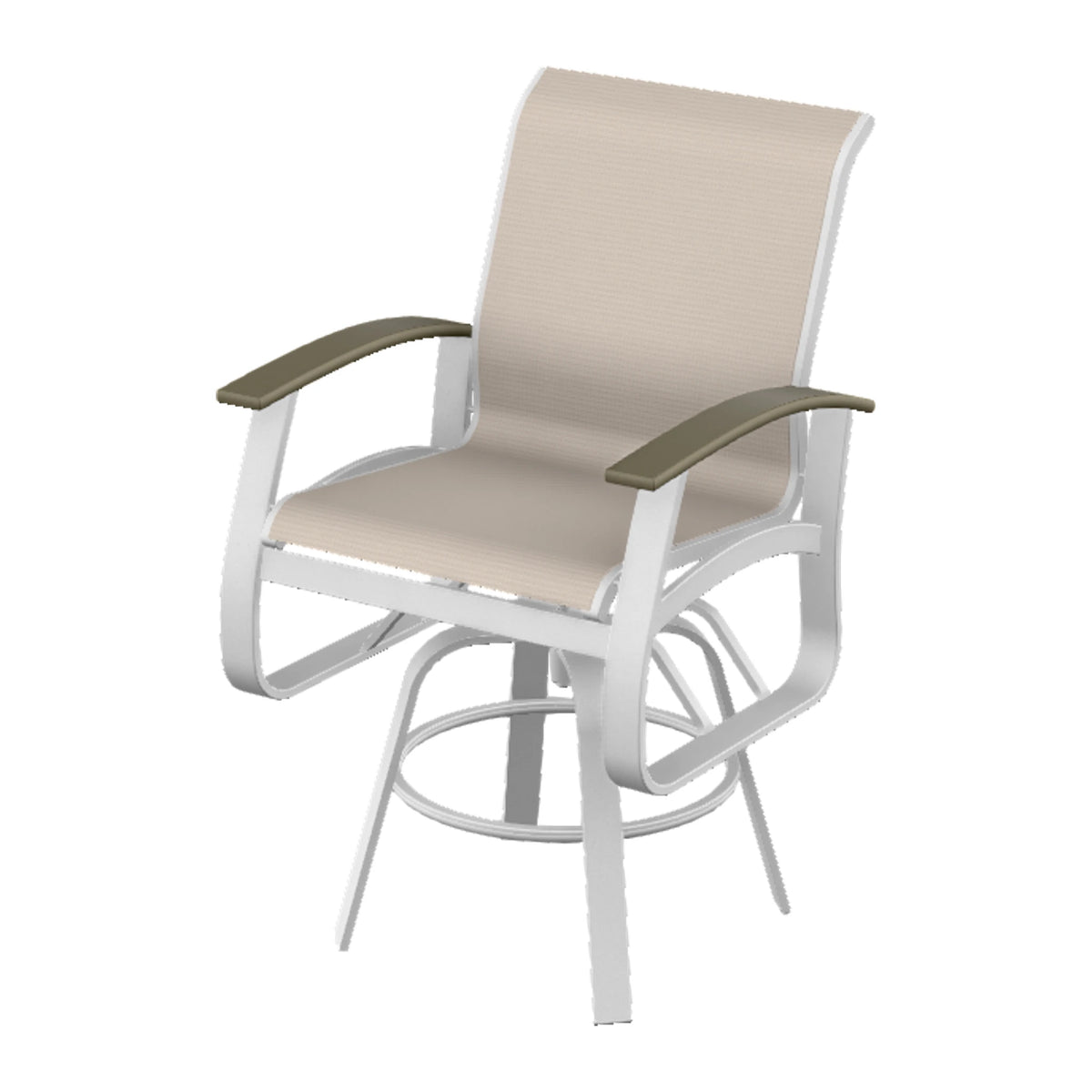 Belle Isle Sling Balcony Swivel Chair — White Txt PC / Beachwood Accents