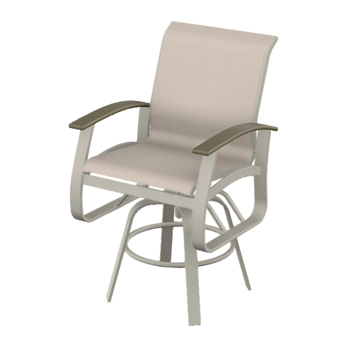 Belle Isle Sling Balcony Swivel Chair — Warm Grey PC / Beachwood Accents