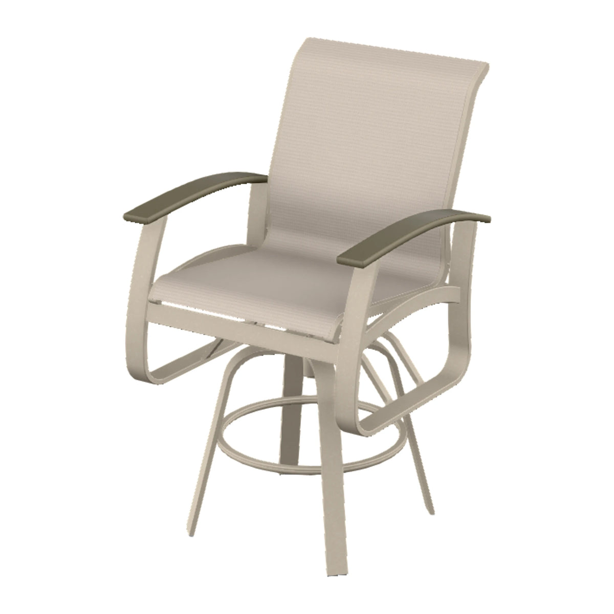 Belle Isle Sling Bar Swivel Chair — Desert Sand PC / Beachwood Accents