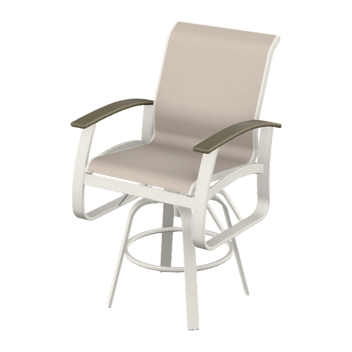 Belle Isle Sling Bar Swivel Chair — Snow PC / Beachwood Accents