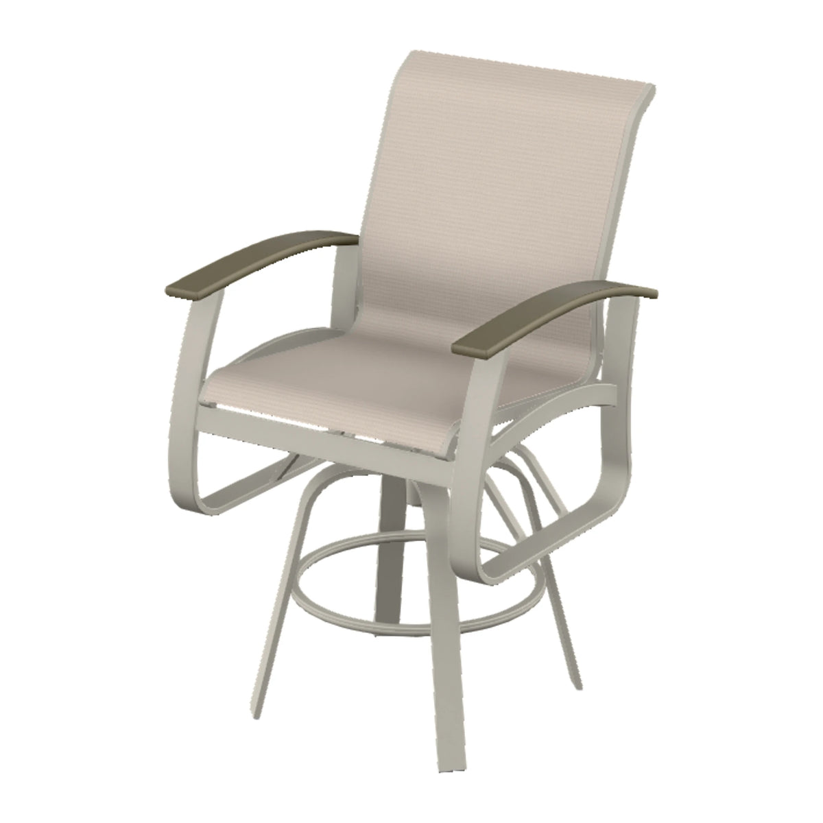 Belle Isle Sling Bar Swivel Chair — Warm Grey PC / Beachwood Accents
