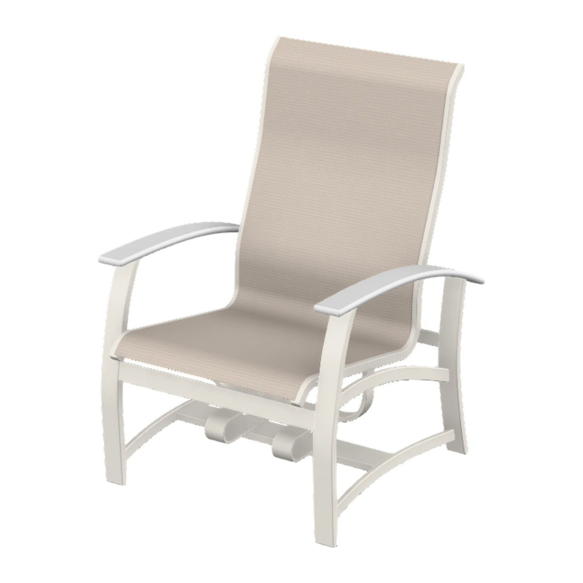 Belle Isle Sling Chat Chair w/ Hidden Motion — Snow PC / Snow Accents