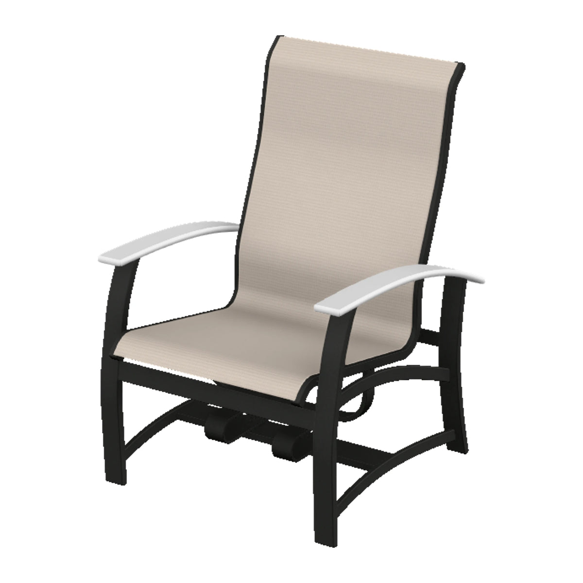Belle Isle Sling Chat Chair w/ Hidden Motion — Black PC / Snow Accents