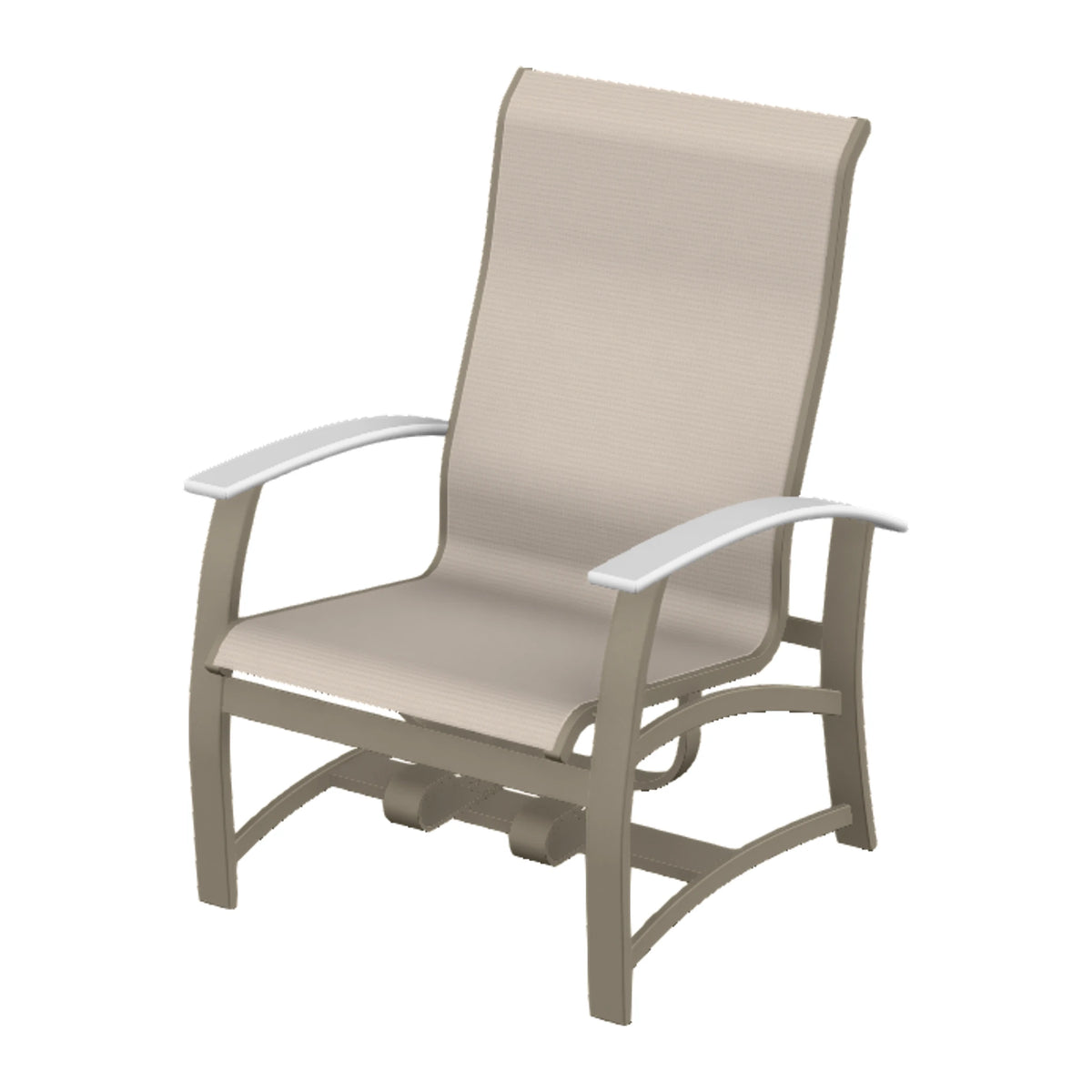 Belle Isle Sling Chat Chair w/ Hidden Motion — Storm PC / Snow Accents