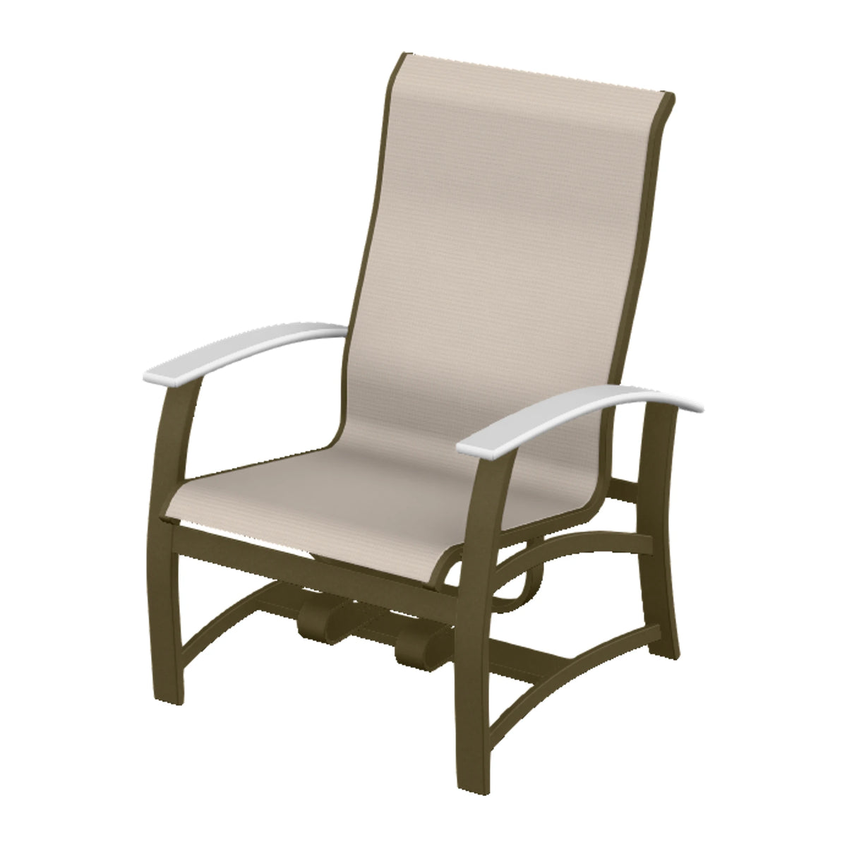 Belle Isle Sling Chat Chair w/ Hidden Motion — Beachwood PC / Snow Accents